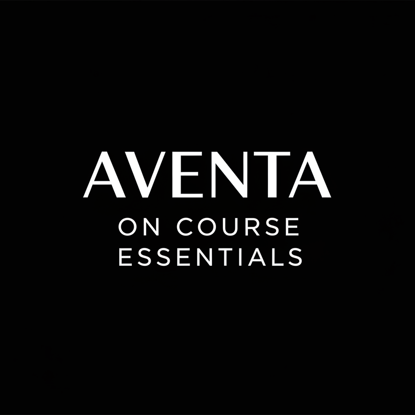 just writing that says Aventa on course essentials